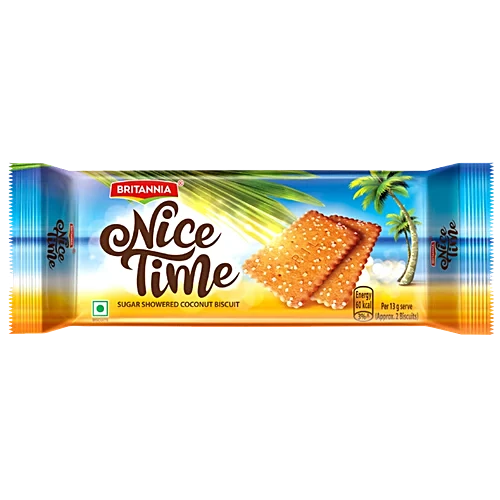 Britannia Nice Time Sugar Showered Coconut Biscuit, 136.5 g